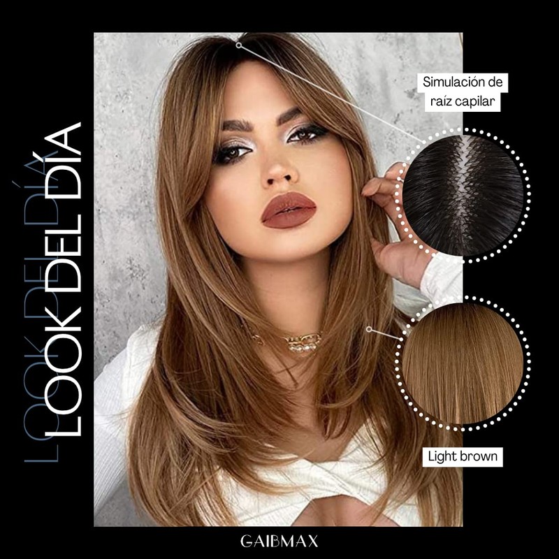 GAIBMAX - Pelucas para mujer cabello aspecto natural, peluca de