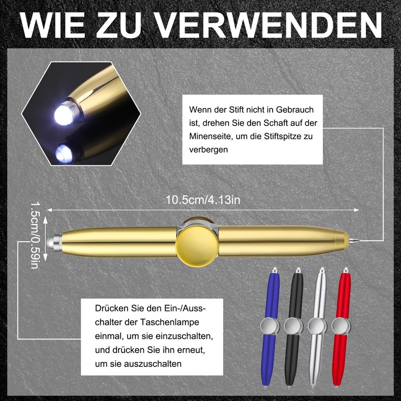 Jostift Pack of 5 Spinning Pens, Fidget Pen with LED