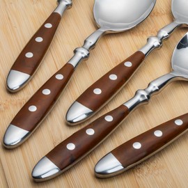 Alata Teaspoons, 6 pieces, stainless steel coffee spoon set with brown handles, espresso spoon, small spoon, dessert spoon for households and dining room, ideal for home, restaurant, festival, Berlin