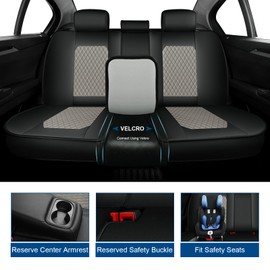 RAWAKORW Fit for 2020-2024 2025 Hyundai Venue Seat Covers, Waterproof Leather Car Seat Covers, Scratch-Resistant, Easy to Install, Custom Fit with Lumbar Support (Full Set, Black&Grey)