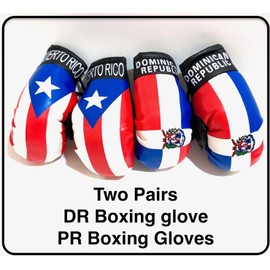 Dominican Puerto Rican Boxing Gloves Combo Pack DR Flag PR Flag for Car accessories decoration