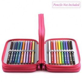 YOUSHARES 72 Slots Pencil Case - Handy Large Capacity Oxford Multi-Layer Zipper Pencil Bag for Color Pen, Colored Pencils, Watercolor Pens, Makeup Brush, Cosmetic Brushes, Gel Pen, etc (Red)