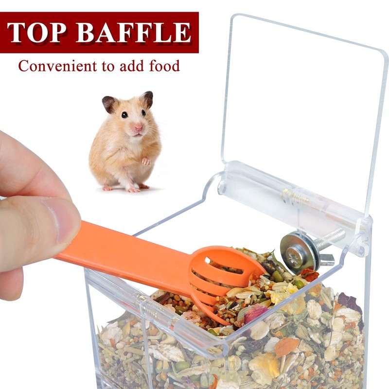 Andiker Automatic Hamster Feeder, 400ml Transparent Acrylic Food Automatic Feeder