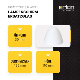 Glass Lampshade Replacement Glass, White E14 Hole Size Fitting, Diameter 30 mm, Cone