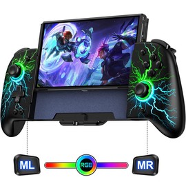 (Not including console) Switch Controllers for Switch/OLED,Hall Effect Switch Wireless Joypad Controller,One-Piece Ergonomic Controller for Handheld Mode,Switch Accessories Remote with RGB/Battery/Turbo/Mapping