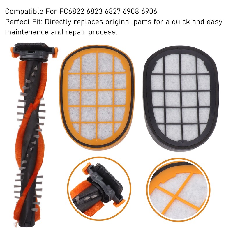 Vacuum Roller Brush Yellow Black Filter Replacement Vacuum Clerner Accessory