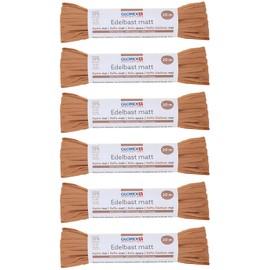 GLOREX 6 9400 512K Raffia Edelbast, 6 Bundles of 20 m Matte Raffia, Sand - for Crafts, Decoration or for Arrangements, Bouquets and Other Floristic Works