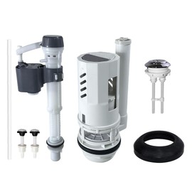 NANABIMIC 3-Inch Dual Flush Valve Replacement Kit for 2-Piece Toilets (10"-13" Tank Height) | Fits 3.2"-3.6" Drain Holes | Includes Flush Valve with 1.9" Thread Push Button, Fill Valve, Gasket, Bolts