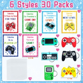 NEUBSAW 30 Packs Valentine's Day Cards with Games Keychains Toy for Classroom Exchange, Valentine's Gifts Party Favors for Boys Girls School, Valentine's Prizes for School