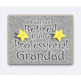 Grandad Dad Gift Fridge Magnet Wooden I'm not retired I am a professional grandad