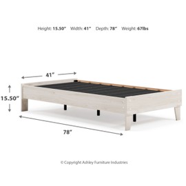 Signature Design by Ashley Socalle Casual Farmhouse Platform Bed Frame, Twin, Natural Beige