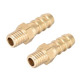 sourcing map Brass Metric Barb Connector Hose Nozzle 8mm x M8 x 1.25 (Pack of 2)
