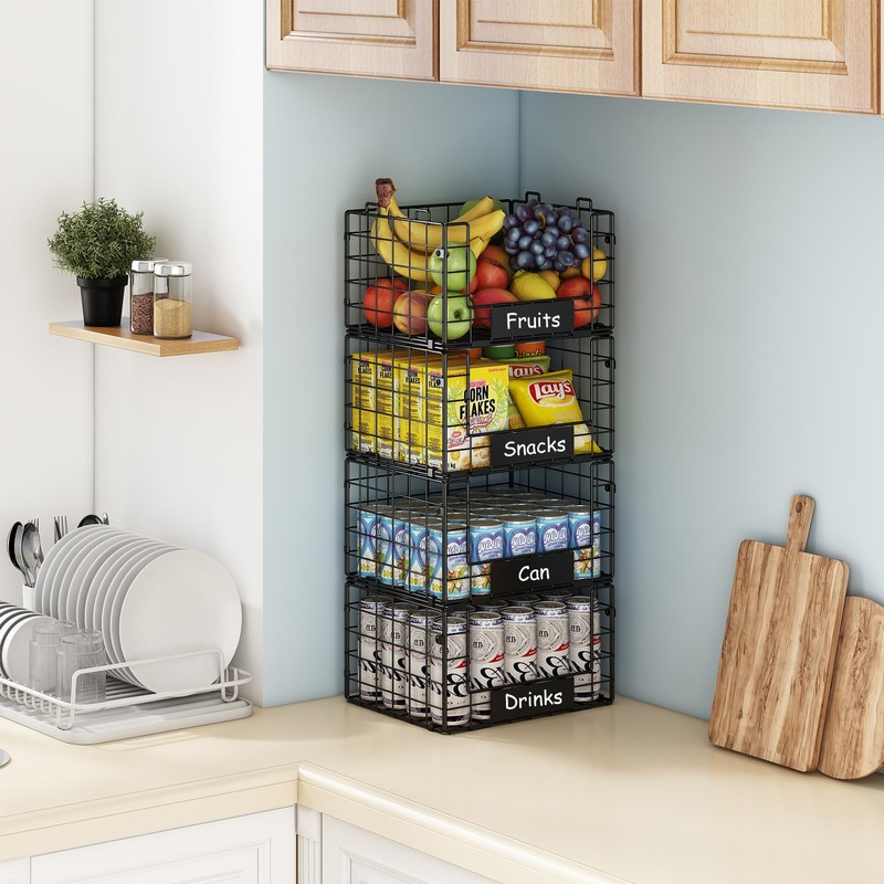 JKsmart Pantry Organizers and Storage, 4 Pack XL Stackable Wire