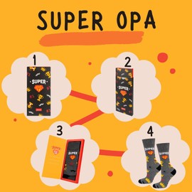 soxo Grandpa Socks Men's Gifts for Men Funny Gift Socks Men Cotton 40-45 1-3 Pairs, Super Grandpa 1 Pair