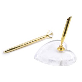 QoTang Ballpoint Pen Wedding Pen and Metal Stand Crystal Diamond Ballpoint Pen Sign in Pen with Stand for Wedding Business Office Students Teachers