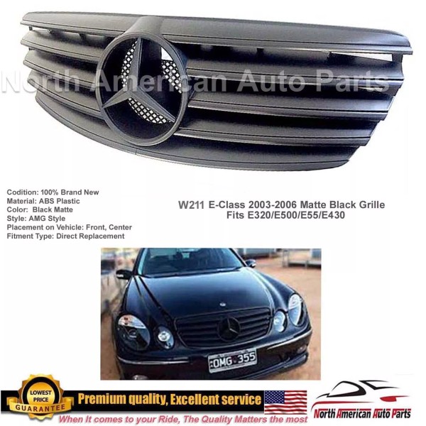 Aftermarket Products E55 E63 Grille E-Class Matte All Black Flat