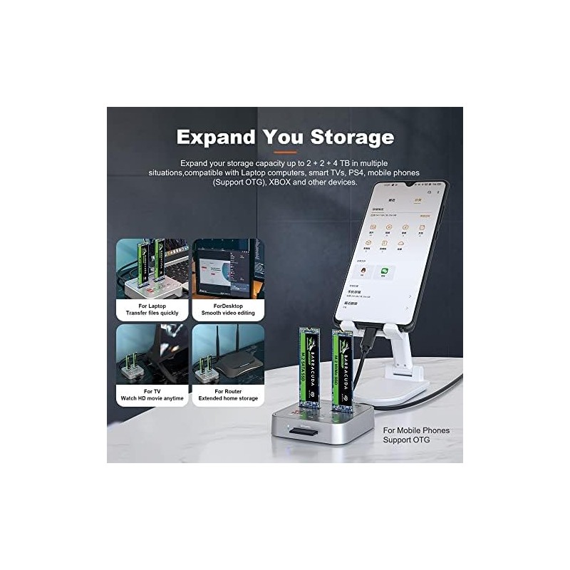 MAIWO K3016CL Dual-Bay M.2 SSD Docking Station with SD Express
