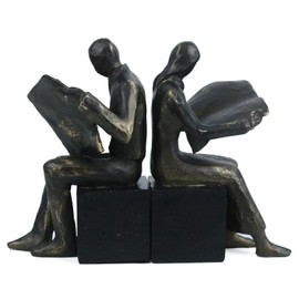 Lukitas Decorative Bookends for Reading Books, Heavy Duty Book Holder Non-Slip, Vintage Home Décor Accessories for Study Office Bookshelf, Bronze, Resin, 1Pair/2Piece