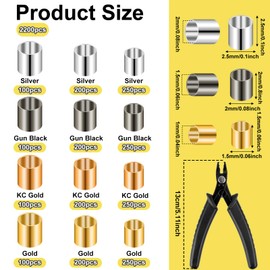 2200 Pieces Crimp Beads Set Crimp Beads Set with Crimp Pliers 1.5/2/2.5 mm Tube Crimp Beads Crimp Tube for DIY Bracelets Necklaces Earrings Jewellery Making (4 Colours)