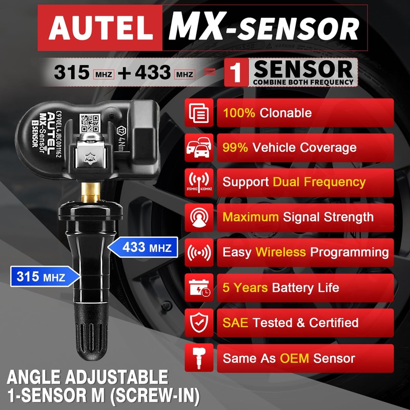 Autel TPMS Sensors 4 Pack MX-Sensors 315/433 mhz Dual Frequency