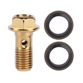 YANRUHFL Stainless Steel M10x1.0 1.25mm Banjo Bolts Brake Line Fittings Adapter Single Banjo Bolt (Gold, M10x1.25)