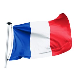 FLAGLY Premium France Flag 100 x 150 cm - Ship Flag Cloth, 160 g/m² Fabric Weight - Handmade, Robust and Weather-Resistant with Eyelets (100 x 150 cm, France)