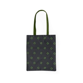 Le Jardin du Lin Printed Shopping Bag with Green Long Handles, Reusable Bag, Foldable, Fabric Bag, Size: 34 x 40 cm