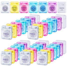42Pack Dental Floss Bulk 50m Each Mint Travel Dental Floss, Mint Waxed Mini Travel Size Tooth Flosses Picks Pack Individually Wrapped for Adults Homeless Oral Care Teeth and Gum Protection, Multicolor