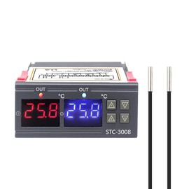 Ketotek Thermostat, Heating and Cooling Digital Temperature Monitor, Thermostat, with 2 Sensor Output Power, Direct for Aquarium and Incubator Heating, Terrarium Reptiles Mat