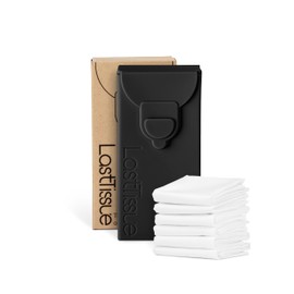 LastTissue® Reusable Cotton Tissue Pack – Sustainable, Durable, Eco-Conscious, Portable & Washable Facial Tissues for Men and Women with Travel Handkerchief Storage Case