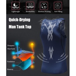 HIBETY Men's 3 Packs Sleeveless Compression Tank Top,Baselayer Cool Dry Compression Shirts Muscle Gym Tank