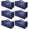 SWEET DOLPHIN 6 Pack Extra Large Moving Bags with Strong Zippers & Carrying Handles, Heavy Duty Storage Tote for Space Saving Moving Storage, Fold Flat, Alternative to Moving Box (Navy Blue)