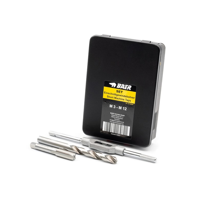BAER Tap and Die Set, M3-M12, HSSG, Cutting Tap, Core