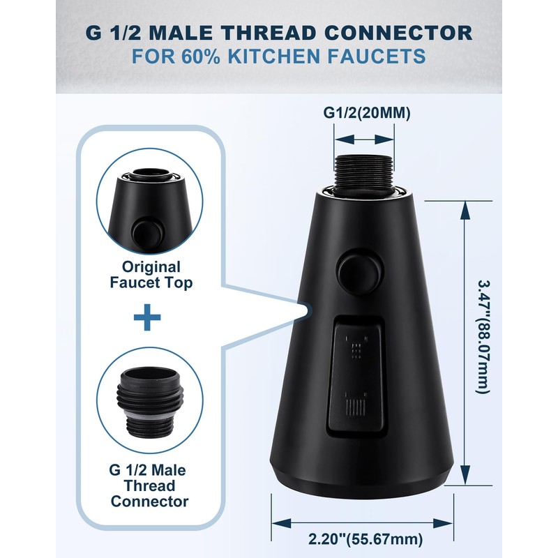 ALEASHA Pull Down Kitchen Faucet Head Replacement,3-Function Sink Spray Nozzle