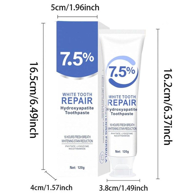 7.5% Hydroxyapatite Toothpaste, Fluoride-Free Hydroxyapatite Toothpaste Whitening 7.5, 7.5% Nano