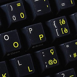 4Keyboard Italian Keyboard Sticker with Yellow Lettering Transparent Background for Desktop, Laptop and Notebook