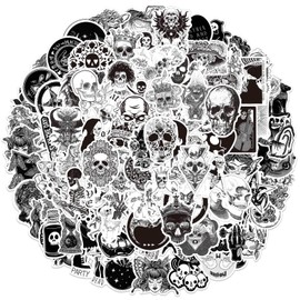 Black White Horror Gothic Stickers 100 Pieces for Water Bottles, Stickers for Laptop, Skateboard, Waterproof Vinyl Sticker Pack, Gift for Children, Teenagers, Girls