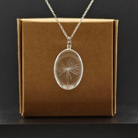 Dandelion Make A Wish Real Flowers 925 Sterling Silver Necklaces with Pendant