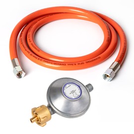 PHYLES Gas Pressure Regulator 50 mbar | Gas Hose with Pressure Regulator Set | Gas Hose 1.5 m | Screw Connections 1/4 Inch Left