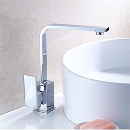 XYBSDBTNR Kitchen Faucet 360 Degree Rotating Swivel Chrome∕Black Brass Deck Kitchen Sinks Faucet Hot Cold Mixer Kitchen Water Taps with Aerator Square Style,Black(Chrome)