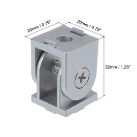 sourcing map 2Pcs Die-Cast Aluminum Pivot Joint 180°Adjustable Flexible Pivot Joint Connector with M6 Screws for 2020 Series Aluminum Extrusion Profile, Aperture 6mm, Silver Tone