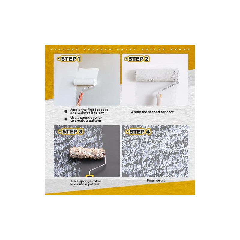 Threlaco Paint Roller Kit 3 Pcs Texture Sponge Paint Rollers