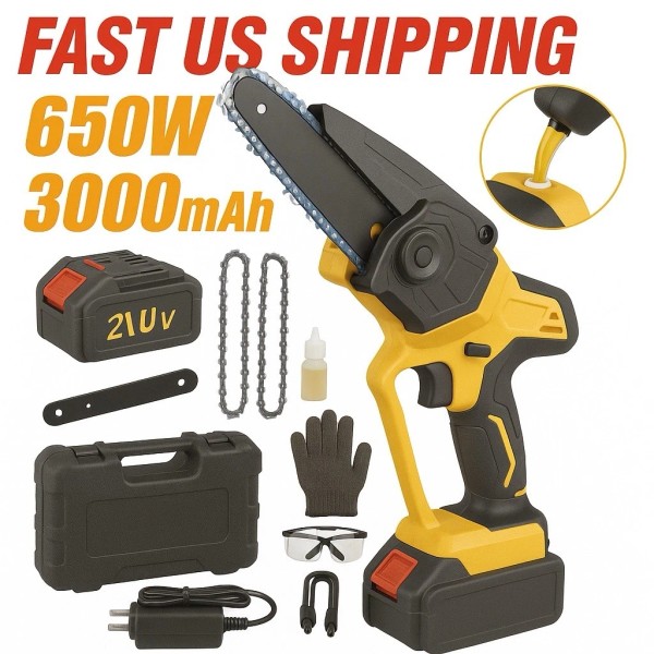 Unbranded Mini Cordless 6” Electric Chainsaw W/case & Battery High