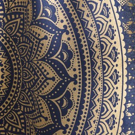Popular Handicrafts Indian Hippie Mandala Kitchen Window Curtains - Ombre Bohemian Beautiful Drapery Bedroom Living Room Balcony Valance Blue Gold