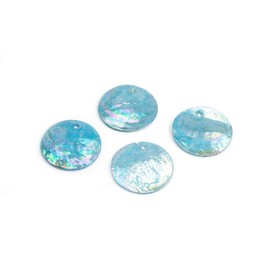 Vintageparts Capiz Shell Discs in Turquoise with Holo Effect 25 mm Set of 4 Jewellery Make Your Own Mother of Pearl Plates Mother of Pearl Shell Pendant