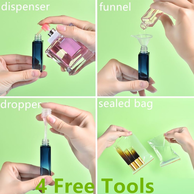 Yikimyfo Glass Refillable Perfume Bottle, 3 Pcs 9ML/0.3oz Travel Perfume