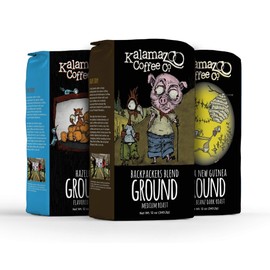 KALAMAZOO COFFEE COMPANY Ground Coffee Variety Pack - Hazelnut, Backpackers Blend, & Papua New Guinea | 12oz Bag (3 Pack)