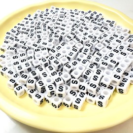 Sunrica 500Pcs White Square Letter Beads S 6X6mm Individual Cube Alphabet Beads for Friendship Bracelets Making