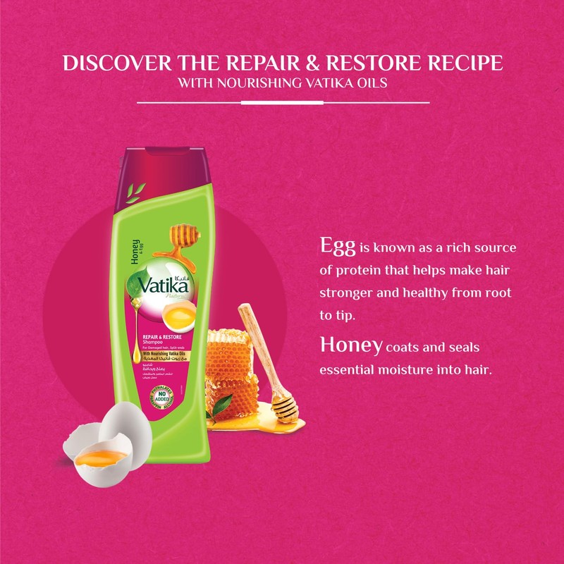 Hair Shampoo Honey & Eggs Vatika Repair & Restore Shampoo