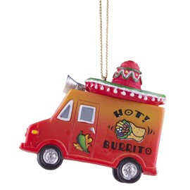 Gnz Super Cute Hot! Burrito Taco Truck w/Sombrero Christmas/Everyday Ornament